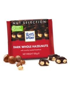 RITTER SPORT Whole Hazelnut Dark Chocolate 100g - Snack Candy Holiday Gift for Boyfriend/Girlfriend, Made in Germany