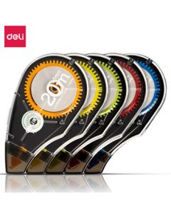 Deli 71489 100m High-Capacity Correction Tape for Students and Office Use, Smooth and Unbreakable Correction Tape (5 Correction Tapes/Card) 1-Card Pack