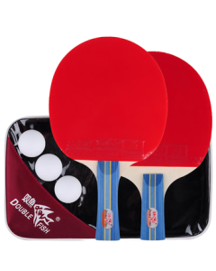 Double Fish Table Tennis Paddle Set, Penhold & Shakehand Grip, 2-Pack Recreational Pair