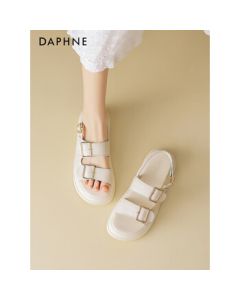 DAPHNE Women's Summer Sandals 2024 Buckle Strap Casual Platform Roman Beach Sandals - Beige 35