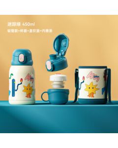 JOER BABU Kids Insulated Water Bottle with Straw, 316 Stainless Steel Dual-Use Baby Cup for Boys and Girls, Kindergarten Water Bottle