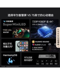 HUAWEI Vision V5 85-inch MiniLED Honghu Picture Quality + Lingxi Pointing Remote Control 4K Ultra HD Smart LCD TV, Energy Efficiency Class 1, HD85ARKB