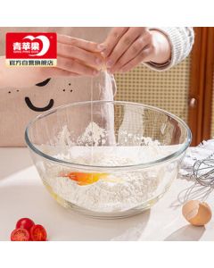 Green Apple Food-Grade Lead-Free Glass Bowl, Mixing Bowl, Salad Bowl, Thickened Large Soup Bowl, Dough Kneading Bowl, 2.6L Large Capacity