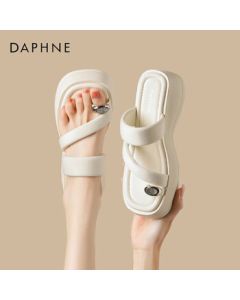 Daphne Women's Sandals Platform Crystal Toe Post Flip Flops Thick Sole Wedge Shoes 4024303034 Beige 37