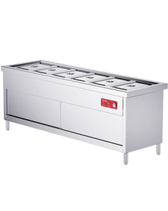 Shentop Fast Food Warmer Counter Commercial Canteen Buffet Warmer 6-Cabinet Stainless Steel Food Warmer Electric Heating Serving Counter [304 Portion Trays] STTA-FB21