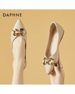 DAPHNE Flat Shoes Soft Sole Fashion Women's Single Shoes Professional Commuter Pointed Toe Boat Shoes 4623101057 Beige 37