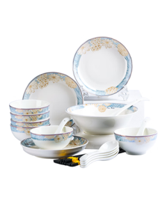 Haoya 24-Piece Bowl and Dish Set Jingdezhen Ceramic Dinnerware Set - Time Stroll