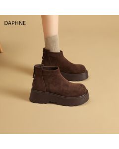 DAPHNE Women's Platform Snow Boots 2025 Fall New Collection Elevated Martin Boots Retro Brown Fashion Ankle Boots