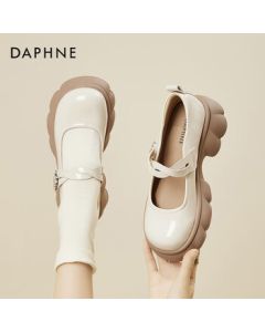 Daphne Platform Flats Women's French Fashion Versatile Mary Jane Shoes Light Beige 37