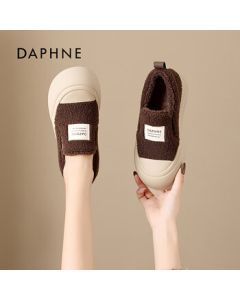 DAPHNE Women's Thick-Soled Canvas Shoes Student Cotton Sneakers Casual Shoes - Brown Size 39