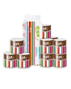 Shun Qing Rou Core Toilet Paper Rainbow Series 5-Ply 200g*10 Rolls, Easily Dissolvable Bathroom Tissue (2kg/Pack)