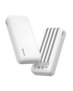 Newmine 20000mAh Detachable Power Bank with Built-in Four Cables, Supports Huawei, Apple Phones, Earphones, Tablets - AL23 White