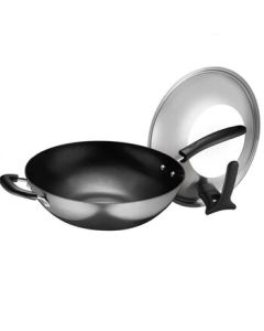 SUPOR 32cm Frying Pan, Zhen Iron Rust-Free Cast Iron Wok, Thickened Flat Bottom Non-Stick Coating-Free Iron Pan FC32Z9