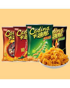 Cadina Pea Crisps (Original + Spicy + Boiled Fish + Double Spicy) 52g*4 Pack Combo Snack