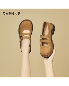 Daphne Mary Jane Shoes Women's New Style Jk Shoes with Skirts, Mom Shoes, Student Casual Shoes - Brown - Size 37
