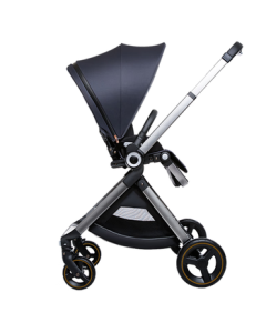 elittile EMU Stroller for 0-3 Years Old, Foldable Sit-and-Lie High-View Baby Pushchair with Shock Absorption, European Full Canopy Blue