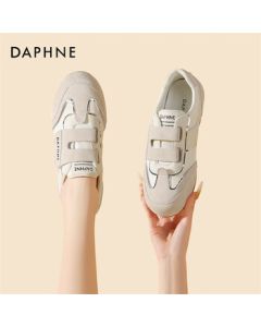 DAPHNE Velcro Flat Casual Sneakers Classic Trainer Shoes in Beige Size 35