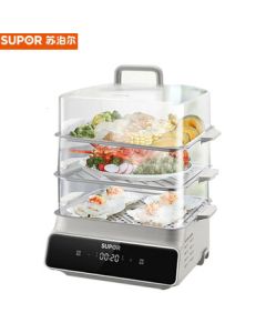 SUPOR Multi-functional Electric Steamer 8.8L, 3-Tier Detachable Home Steamer with Removable Trays, Smart Timer & Pre-set Function, Steaming Pot for Buns ZN26FC32
