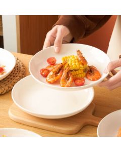 Youlaifu Ceramic Plates 8-inch White Porcelain Dinner Plates, Chinese Style Dish Set for Home or Commercial Use, Microwave Safe, 5-Pack