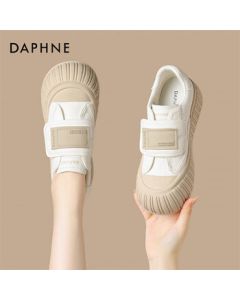 Daphne Women's White Sneakers Spring New Arrival Thick Sole Velcro Fashion Casual Plimsolls 4024101224 Beige 35