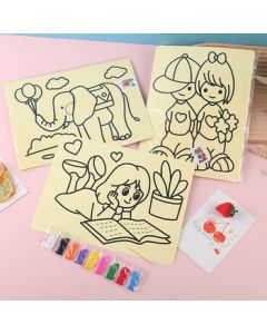 Changbaosen DIY Sand Painting and Coloring Kit, Kindergarten Children's Creative Art Craft Painting Material Pack 20.3*26.3cm, Minimum Order 40 Sets BM