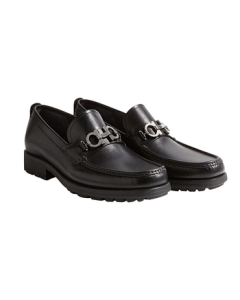 Ferragamo Men's Black Gancini Buckle Moccasins 0671792_3E _ 85 Gift for Boyfriend