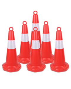 QuXing Reflective Traffic Cone Plastic Red & White No-Word Universal Parking Cone Traffic Safety Equipment (6-Pack)