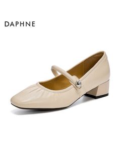 Daphne Women's Single Shoes New Spring Mid Heel Square Toe Fairy Style Mary Jane Shoes 4025101589 Beige 37