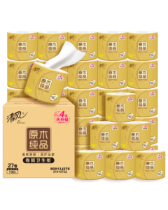Qingfeng【Li Yunrui Same Style】Core Toilet Paper, Original Wood Gold Edition 4-Ply 130g*27 Rolls, Bath Tissue, Whole Carton