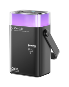 REMAX RuiLiang [3C Certified] 65W Fast Charging 40000mAh Power Bank with Large Capacity, Outdoor Portable Power Supply, Digital LED Display, Compatible with Apple 17 and Huawei Laptops, Black