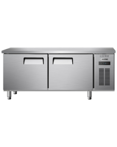 AUCMA Operation Counter Refrigerator, Refrigeration Workbench, Complete Milk Tea Shop Equipment Set, Water Bar Counter with All-Copper Tube, Stainless Steel Fresh-Keeping Commercial Workbench, Dual-Temperature HCF-18X8G