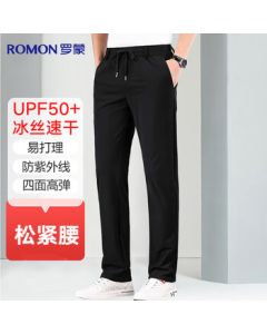 Romons [High Elasticity] Men's Summer Ice Silk Casual Pants, Thin Business Straight-leg Work Pants, Quick-Dry Sports Trousers