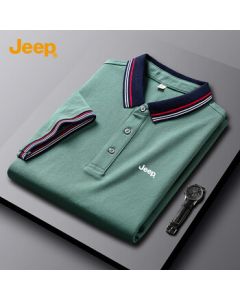 JEEP Relaxed Collar Polo Shirt Summer Business Casual Men's Top 6617 Blue Green M