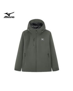 Mizuno Men's Outdoor Cotton Jacket, Long Sleeve Hooded Comfortable Windproof Warm Coat, Military Green, 2XL