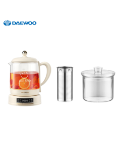DAEWOO Mini Bubble Health Kettle, Stewing and Brewing Pot Combo, Mini Small Glass Kettle for Office, 0 Glue Flower Tea and Bird's Nest, Smart Constant Temperature 1.5L YS11S-NTB