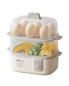 Bear Egg Cooker Steamer Multi-function Mini Electric Steamer Small for 2-3 People Single/Double Layer Breakfast Essential Egg Custard Maker for One Person ZDQ-D12R3