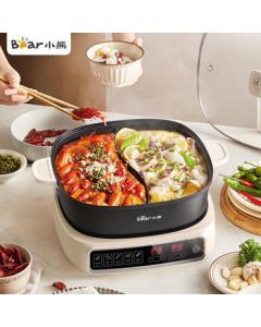 Bear Multi-function Pot, Dual Flavor Hot Pot, Detachable Multi-function Electric Cooking Pot, Meat Hot Pot, 5.5-Minute Rapid Boil, Zoned Temperature Control DHG-Q65W2