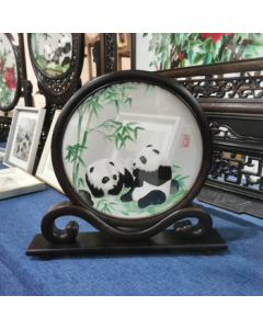 Sidun Panda Shu Embroidery Ruyi Frame Ornament