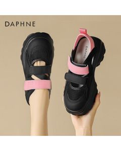 Daphne Women's Casual Shoes Genuine Leather Platform Sports Sandals Versatile Dad Sneakers 4023101468 Black 36