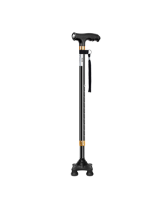 REALLIFE Elderly Walking Cane with Four Non-Slip Legs and Light, Adjustable Black N05