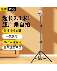 Steck [Extended 2.1m] Phone Stand Floor Selfie Stick Tripod for Live Streaming, Online Classes, Art Exams, Foldable Tripod Stand with Adjustable Height for Photography and Video Recording