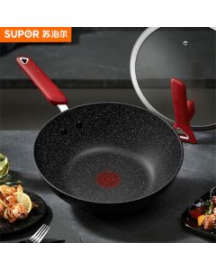 SUPOR Wok, 32cm Maifanshi Non-Stick Frying Pan with Oil-Smoke Reduction and Red Spot Indicator, Stove Universal Model PC32W8