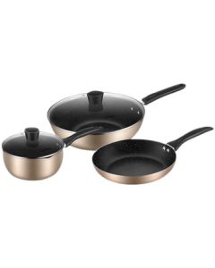 Midea (Midea) Cookware Set SL0303 3-Piece Non-Stick Granite Coated Frying Pan, Wok, and Saucepan with Less Oil and Smoke