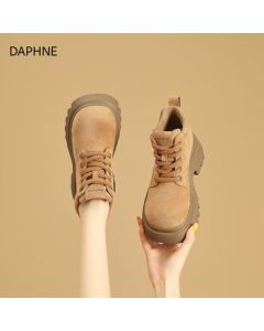 DAPHNE Women's Platform Martin Boots 2025 Winter New Arrival, Chunky Heel Ankle Boots for Petite Women, British Style Fashion Boots