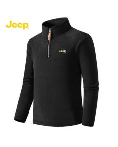 JEEP Men's Sweatshirt - Spring and Autumn Casual Versatile Comfortable Fleece-Lined Windproof Warm Sports Top (Black, 3XL)