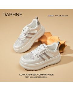 DAPHNE Women's White Sneakers 2025 New Summer Versatile Casual Sports Shoes Platform Slip-On Lazy Shoes