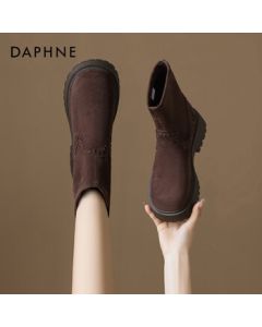 Daphne Fashion Boots Women's 2025 New Ankle Boots Martin Boots Sock Boots Versatile Stretch Slim Boots Brown Size 37