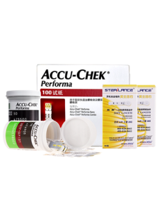 Roche Blood Glucose Test Strips for Home Use - High Accuracy Excellence Gold (100 Strips + Lancet) - Old/New Packaging Random Delivery