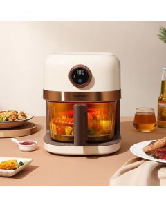 DAEWOO Household Electric Air Fryer with Multi-function Visual Window, 4L Capacity, Model DYKZ-4008, Warm White, 4L