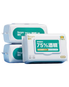 Deyou 75% Alcohol Disinfecting Wipes 80 Sheets * 3 Packs Large Pack Sterilizing Wet Wipes 99.9% Germ-Killing